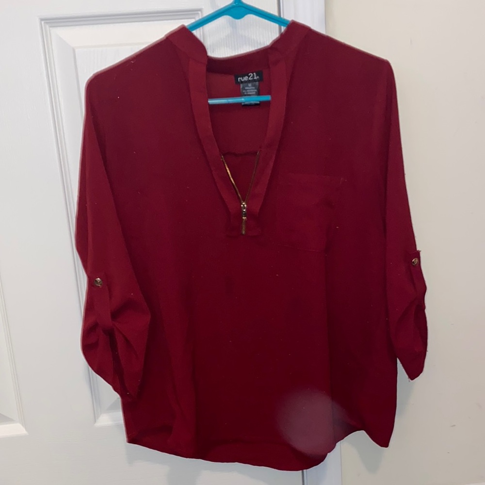 Red dress shirt with zipper, Size M